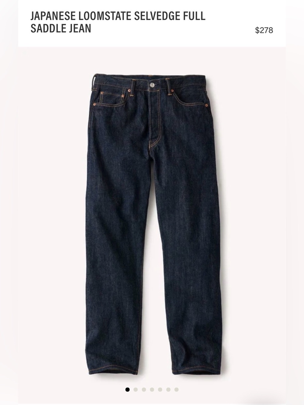 JAPANESE LOOMSTATE SELVEDGE FULL SADDLE JEAN -NWT